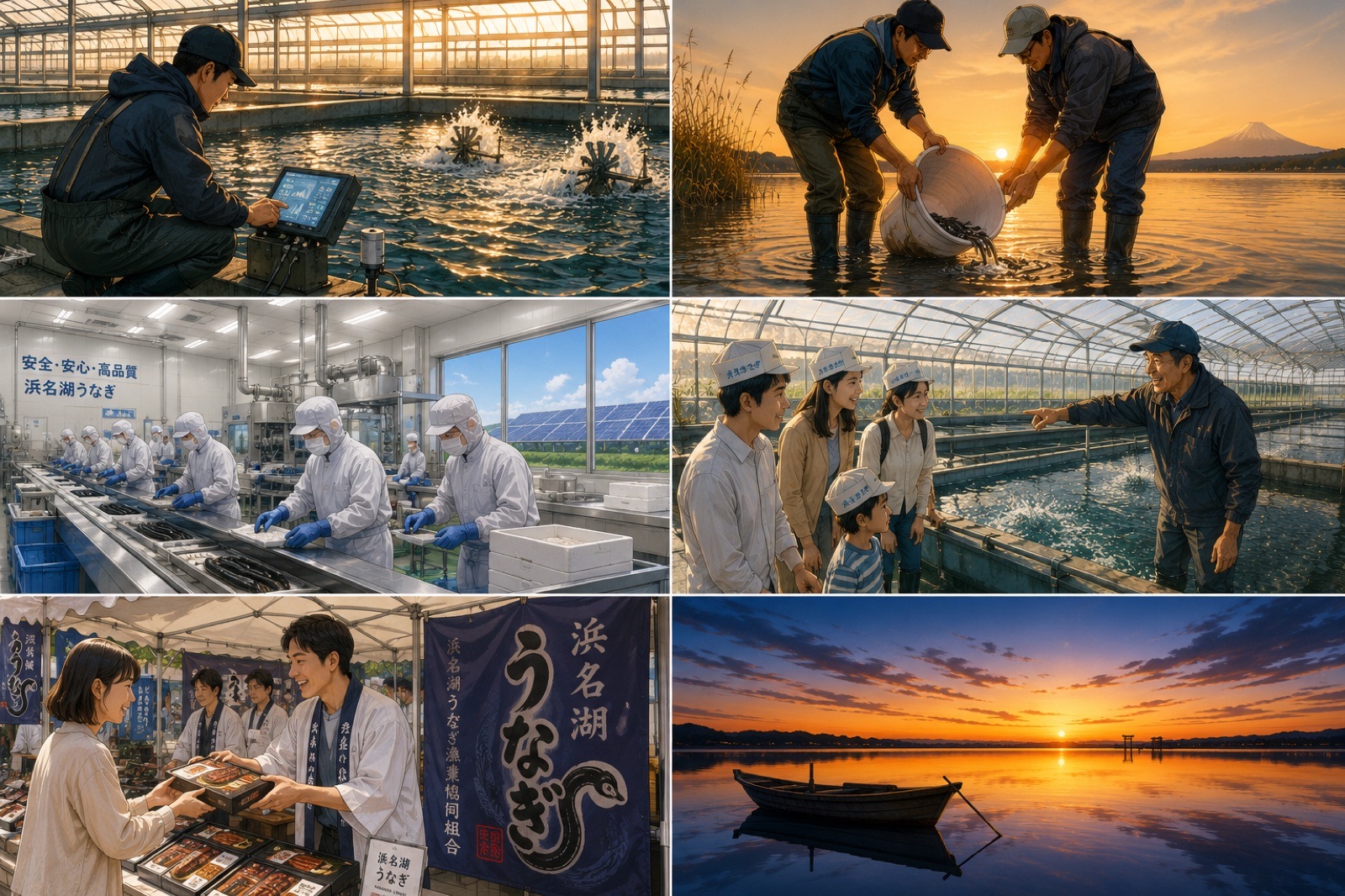 浜名湖うなぎの六次産業（育てる・加工・販売・観光）のイメージ